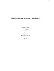 Strategic Management And Strategic Competitiveness Edited Docx