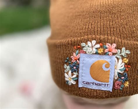 Hand Embroidered Flower Carhartt Hat Adult Toddler Youth Etsy