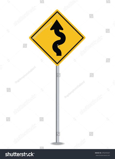 Winding Road Sign Stock Vector (Royalty Free) 378295507 | Shutterstock