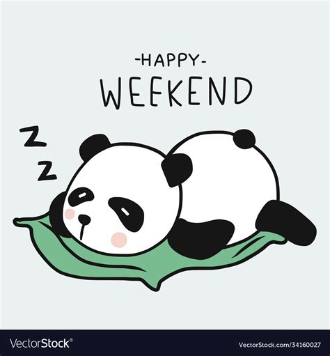 Panda sleeping happy weekend cartoon Royalty Free Vector