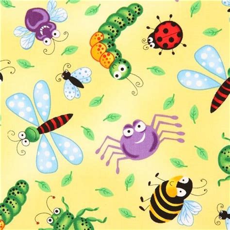 Yellow Insect Bug Animal Fabric By Timeless Treasures Usa Fabric By