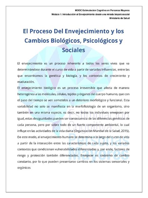 Proceso Del Envejecimiento Y Cambios Biologicos Psicologicos Y Sociales Pdf Pdf