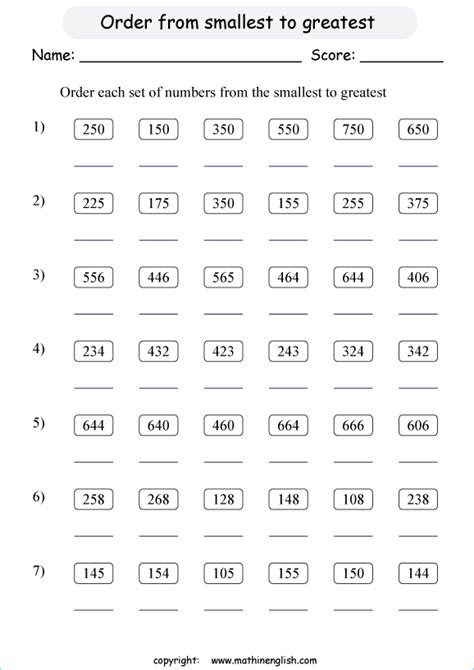 Ordering Numbers Least To Greatest Worksheet 1 Learn Ascending Order Images