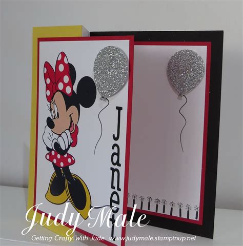 Minnie Mouse Card Using Stampin Up Cardstock And Bouquet Balloons