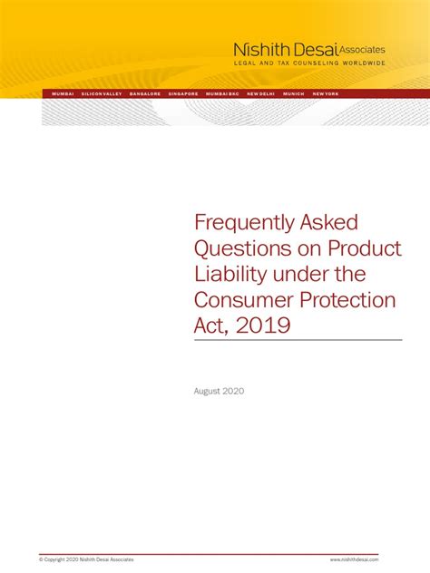 Frequently Asked Questions On Product Liability Under The Consumer Protection Act 2019 Pdf