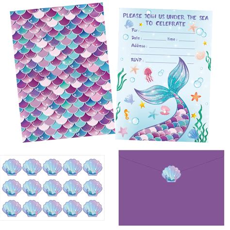 Buy Pack Mermaid Birthday Invitation Mermaid Party Invitation Cards