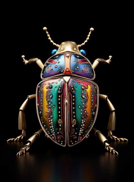 Premium AI Image | a gold bug with colorful gems