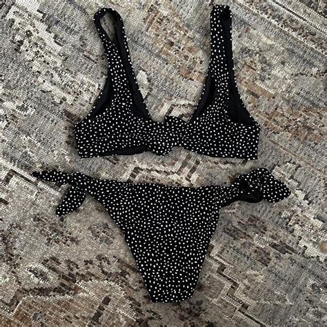 Minkpink Black White Polka Dot Bikini Front Tie Depop