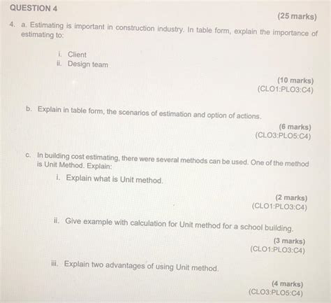 Solved Question 4 25 Marks 4 A Estimating Is Important