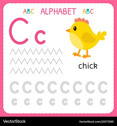 Alphabet tracing worksheet for preschool and Vector Image