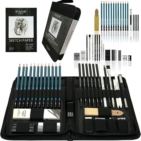 EVAZAR London Sketching and Drawing Art Supplies Set - 44 Pieces ...