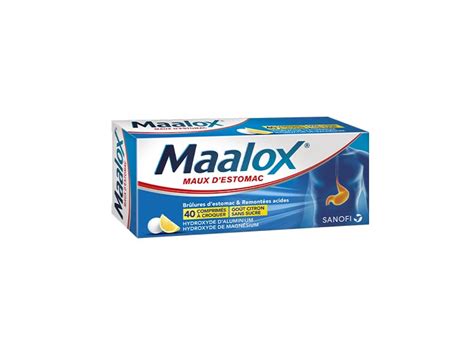 Maalox Maux d estomac goût citron 40 comprimés à croquer Pharmacie