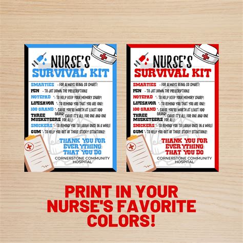 Nurse Survival Kit Team Survival Kit Printable Editable Canva Etsy