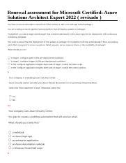 Renewal Assessment For Microsoft Certified Azure Solutions Course Hero