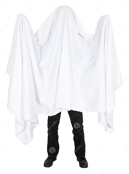 Funny Man Wearing Bedsheet Ghost Costume Isolated Stock Photo - Image ...