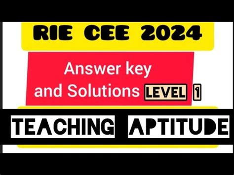 RIE CEE 2024 Regional Integrated B Ed Answer And Solutions Of TEACHING