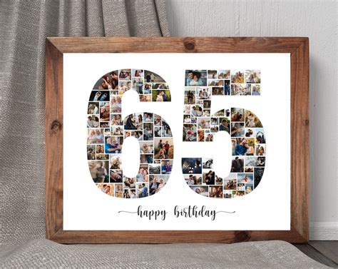 65th Birthday Photo Collage Personalized 65th Birthday Collage Number