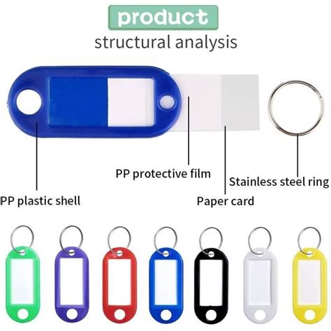 70 Pièces Etiquette Clef Etiquette Cle Plastique Porte Clefs Etiquette