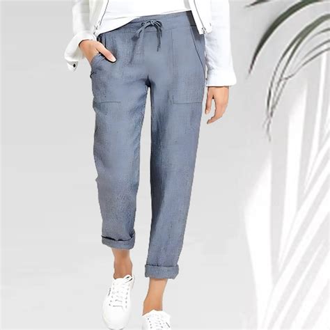 Gioiacombo Nuovi Pantaloni Casual Da Donna In Lino Di Cotone Sciolto A