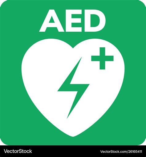 Aed Symbol Icon Heart First Aid Defibrillator Vector Image