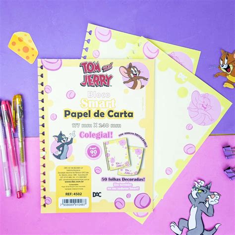 Papel De Carta Para Caderno Smart Colegial Dac Tom Jerry De Papier