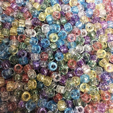 Multi Glitter Transparent Mix Mm Pony Beads Dummy Clips Pram Charms