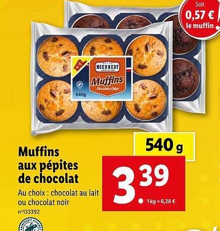 Promo Muffins Aux Pépites De Chocolat Mcennedy chez Lidl iCatalogue fr