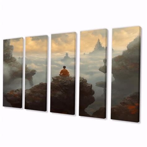 Designart "Buddhist Monk Mindfulness Meditation" Meditation Multipanel ...