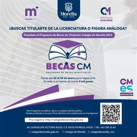 Arranca registro para las Becas de Titulación del Colegio de Morelia