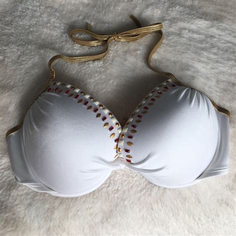Victoria S Secret White Bikini Top Gem