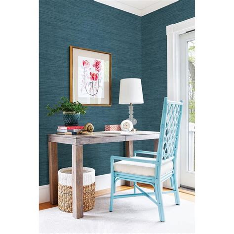 Brewster 8 In X 10 In Sea Grass Blue Grasscloth Wallpaper Sample Fd23286sam The Home Depot