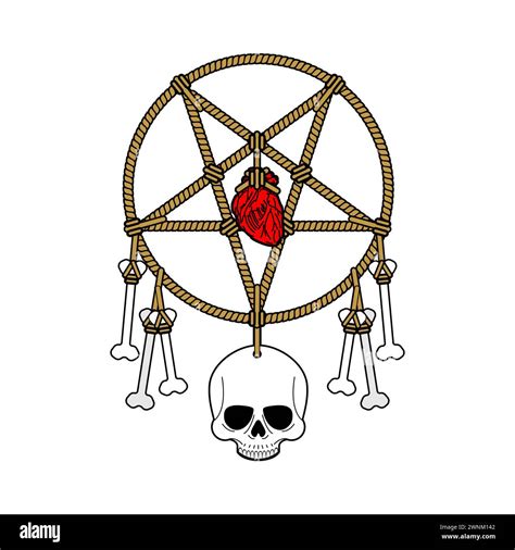 Nightmare dream catcher. Pentagram, skull and circle. Symbol of ...