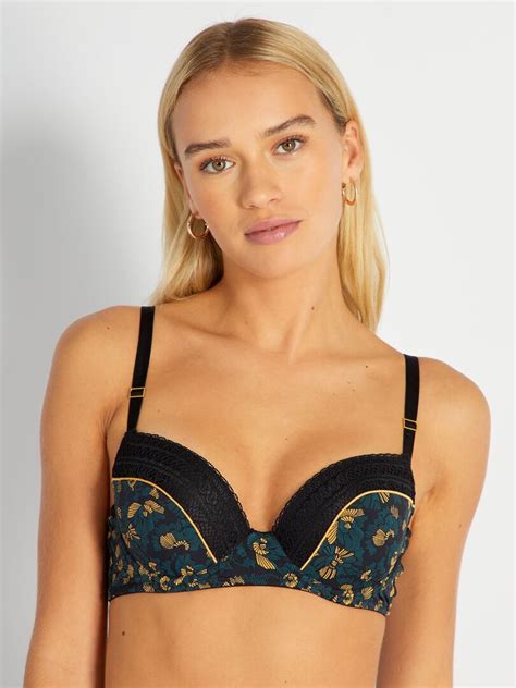 Soutien gorge paddé et imprimé Envie de Lingerie Noir Kiabi 16 00