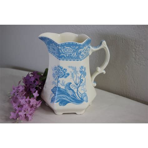 Vintage Godinger Co Blue Floral Pattern Pitcher Flowers Iced Tea