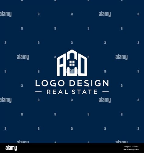 Initial Letter Ao Monogram Logo With Abstract House Shape Simple And