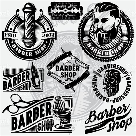 Set Of Templates For Barbershop Barbershop Icons Vector Illustration