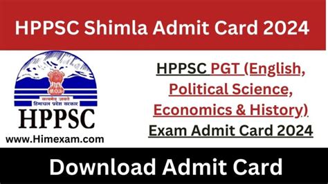 HPPSC PGT English Political Science Economics History Exam Admit