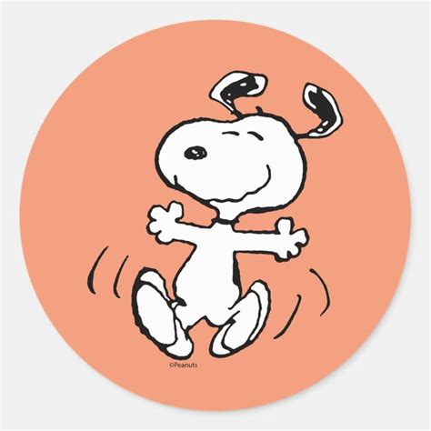 Peanuts A Snoopy Happy Dance Classic Round Sticker Zazzle In 2024 Snoopy Happy Dance