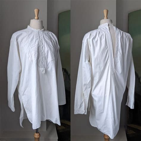 Antique 1900s Mens White Shirt Etsy White Shirt Men Collarless