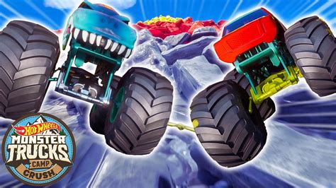 Hot Wheels Monster Trucks Tied Together With Rope Camp Crush