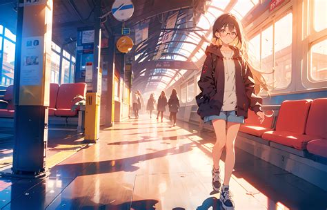 1400x900 Anime Girl Walking On Platform Wallpaper 1400x900 Resolution