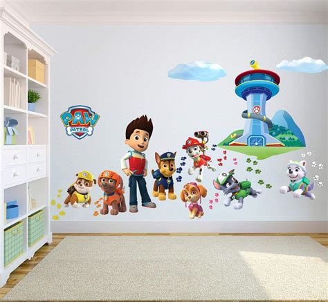 Paw Patrol Wandtattoo 3D Schlafzimmer Jungen Mädchen Große Kinder