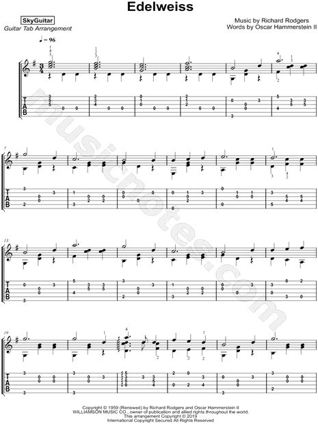 Guitar Chords Edelweiss