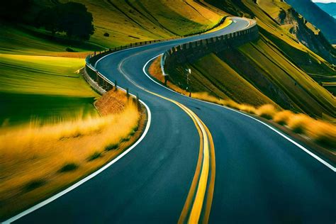 a long, winding road in the mountains. AI-Generated 33389896 Stock Photo at Vecteezy