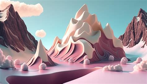 Premium Photo Mountain Range Made Entirely Of Ice Cream Digital Art