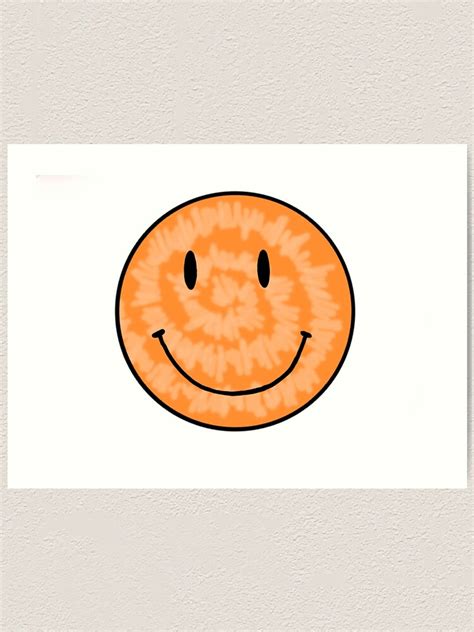 Orange Tye Dye Smiley Face Art Print For Sale By Odeliastudios