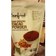 Sunfood Super Foods Cacao Powder Raw Organic Calories Nutrition