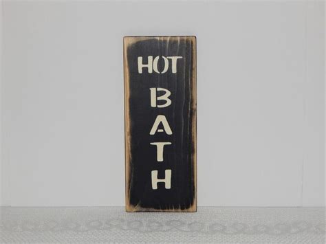 Bathroom Sign Hot Bath Sign Wall Decor Country Home Decor Rustic