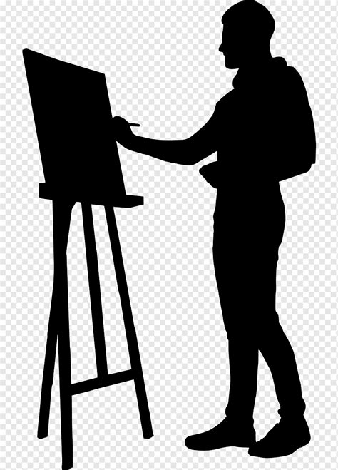 Silhouette Artist Drawing Standing Painter Isolated Painting Art