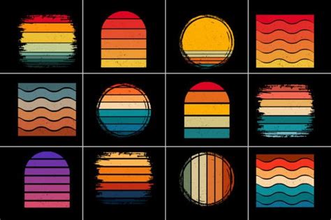 Retro Vintage Sunset Grunge Background Bundle Bundle Creative Fabrica